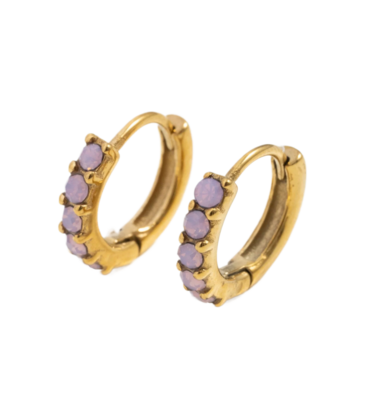 Pip Pop Post Pip Pop Post Dainty Pink Opal Hoop Earrings