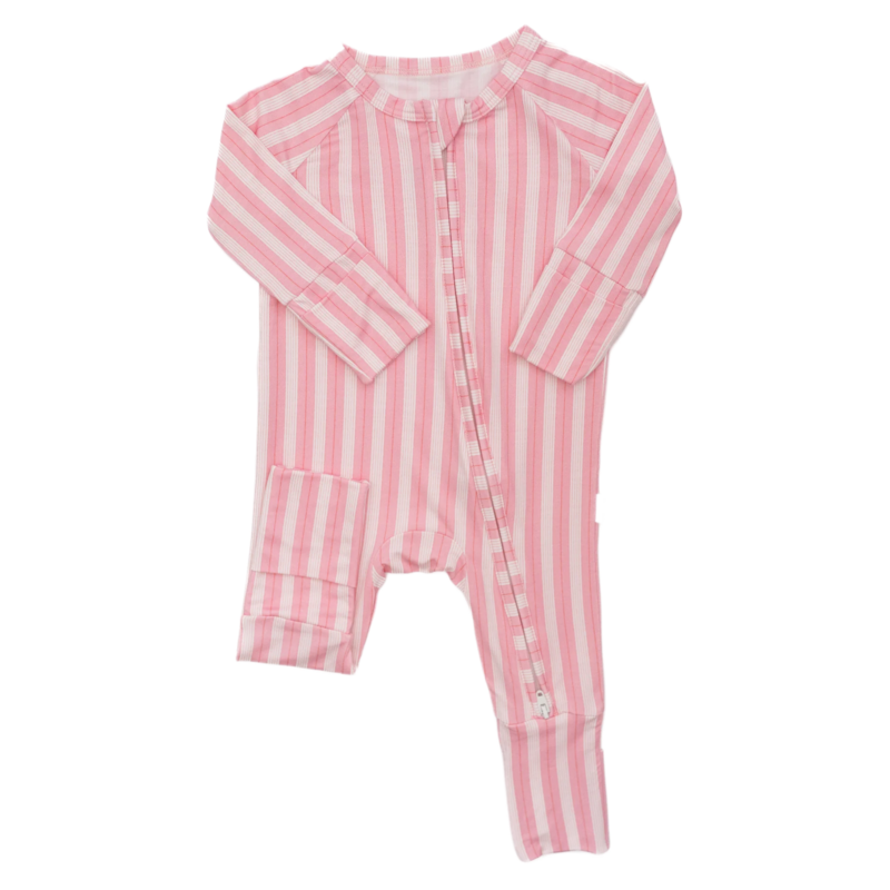 The Uptown Baby The Uptown Baby Red/White Holiday Stripes Romper