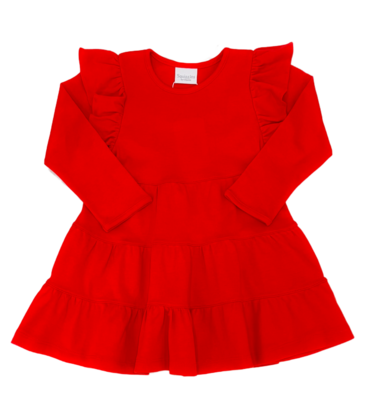 Squiggles Squiggles Red Tiered Dress
