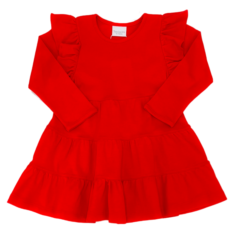 Squiggles Squiggles Red Tiered Dress