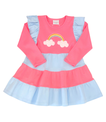 Squiggles Squiggles Rainbow Tiered Dress