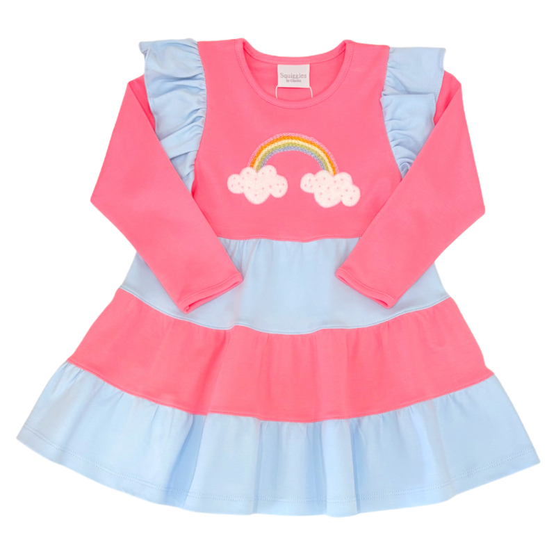 Squiggles Squiggles Rainbow Tiered Dress