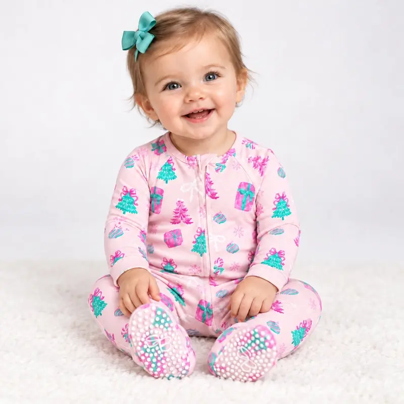 Sweet Bamboo Sweet Bamboo Christmas At Tiffany's Zipper Footie