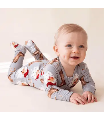 Sweet Bamboo Sweet Bamboo Jolly Western Santa Zipper Footie