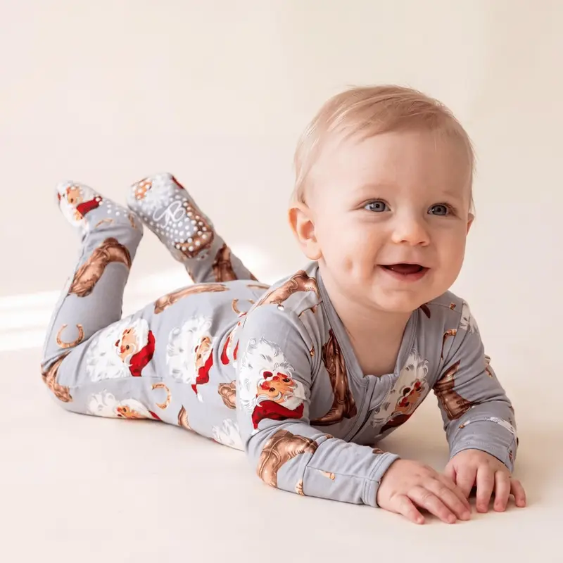 Sweet Bamboo Sweet Bamboo Jolly Western Santa Zipper Footie