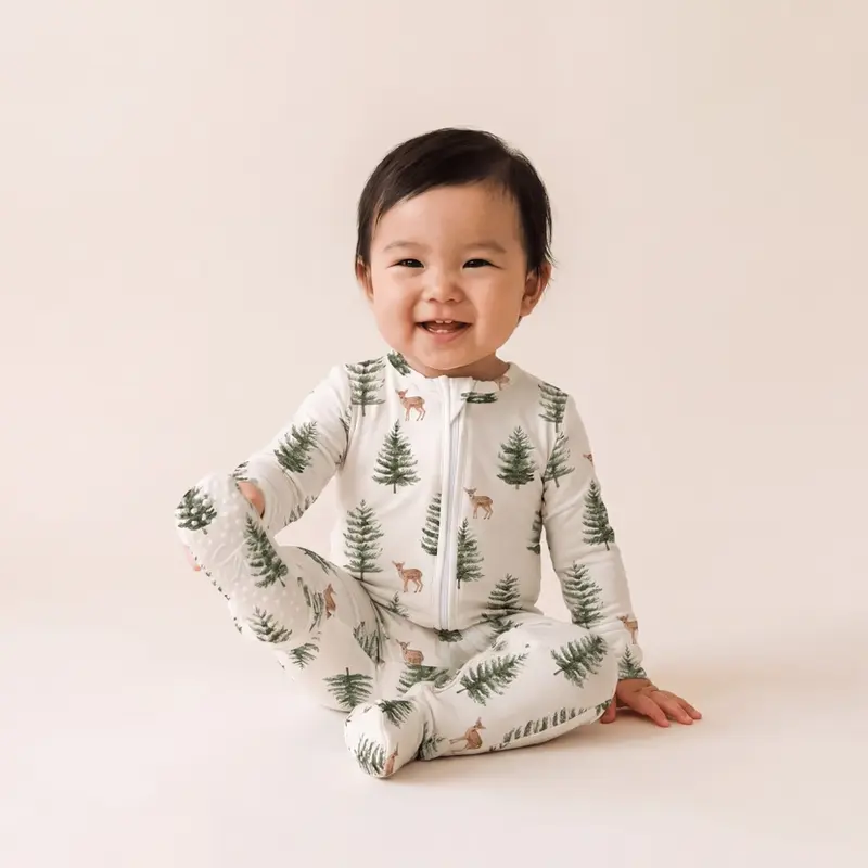 Sweet Bamboo Sweet Bamboo Winter Fawn Zipper Footie