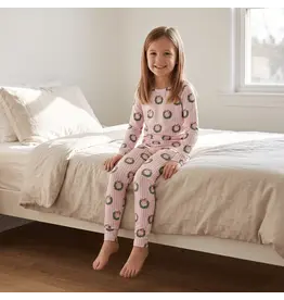 Sweet Bamboo Sweet Bamboo Holiday Wreath Stripe Pajama Set