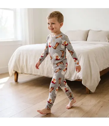 Sweet Bamboo Sweet Bamboo Jolly Western Santa Pajama Set
