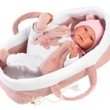 Llorens Llorens Opal 16.5" Articulated Crying Newborn Baby Doll with Carrycot