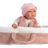 Llorens Llorens Opal 16.5" Articulated Crying Newborn Baby Doll with Carrycot