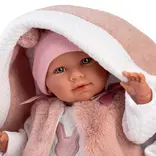 Llorens Llorens Opal 16.5" Articulated Crying Newborn Baby Doll with Carrycot