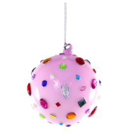 Cody Foster & Co Pink Glittering Magpie Bauble Ornament