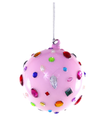 Cody Foster & Co Pink Glittering Magpie Bauble Ornament