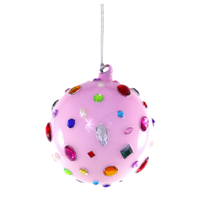 Cody Foster & Co Pink Glittering Magpie Bauble Ornament