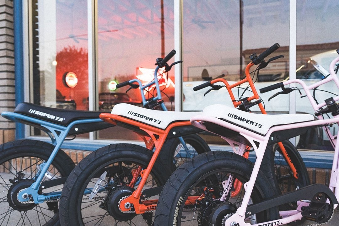 Line up of super73 electric bikes