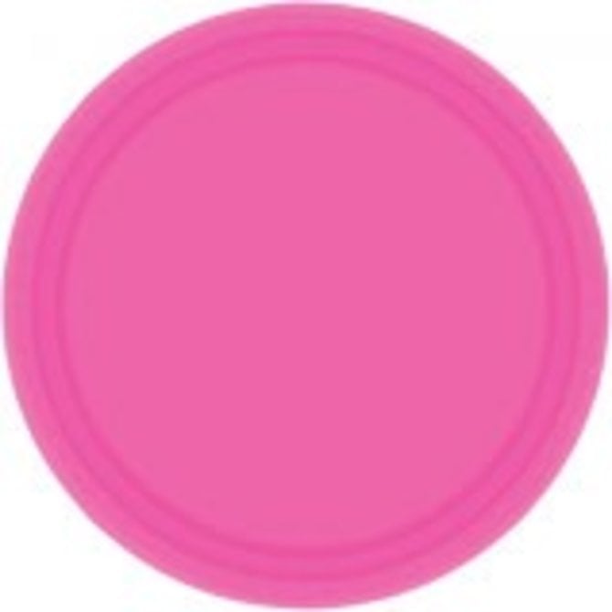 Bright Pink Paper Plates, 7"