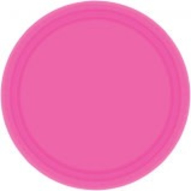 Bright Pink Paper Plates, 9"