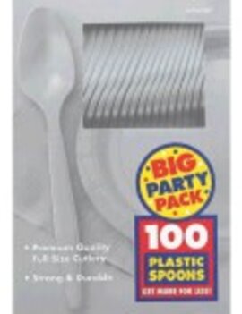 Big Party Pack Silver Plastic Spoons, 100ct