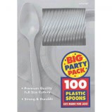 Big Party Pack Silver Plastic Spoons, 100ct
