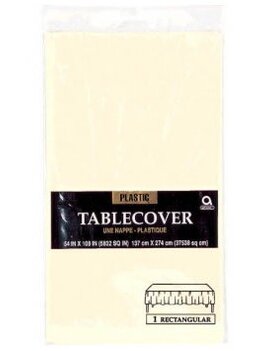 Vanilla Crème Rectangular Plastic Table Cover, 54" x 108"