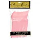 New Pink Premium Heavy Weight Plastic Spoons 20ct