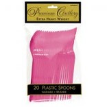 Bright Pink Premium Heavy Weight Plastic Spoons 20ct