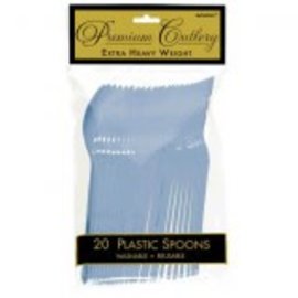 Pastel Blue Premium Heavy Weight Plastic Spoons 20ct