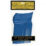 Bright Royal Blue Premium Heavy Weight Plastic Spoons 20ct