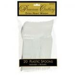 Silver Premium Heavy Weight Plastic Spoons 20ct