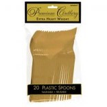 Gold Premium Heavy Weight Plastic Spoons 20ct