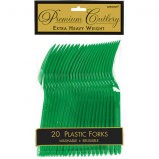 Festive Green Premium Heavy Weight Plastic Forks 20ct