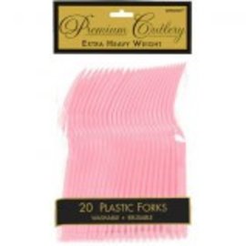 New Pink Premium Heavy Weight Plastic Forks 18ct