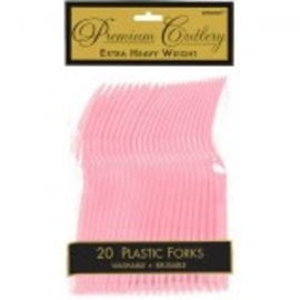 New Pink Premium Heavy Weight Plastic Forks 20ct