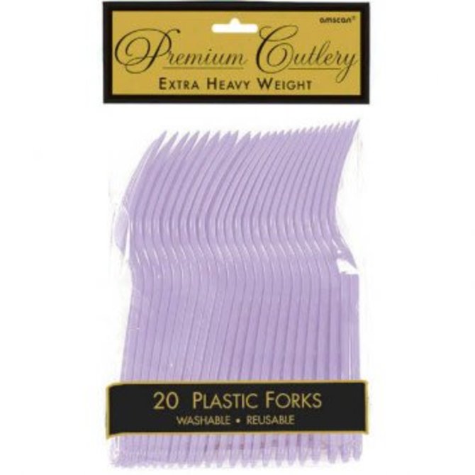 Lavender Premium Heavy Weight Plastic Forks 20ct