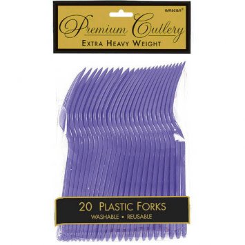 New Purple Premium Heavy Weight Plastic Forks 20ct