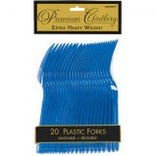 Bright Royal Blue Premium Heavy Weight Plastic Forks 20ct