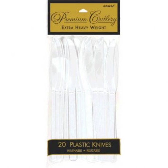 Frosty White Premium Heavy Weight Plastic Knives 20ct