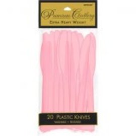 New Pink Premium Heavy Weight Plastic Knives 20ct