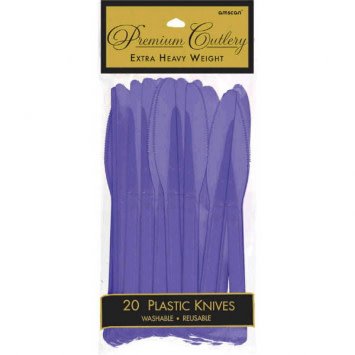 New Purple Premium Heavy Weight Plastic Knives 20ct