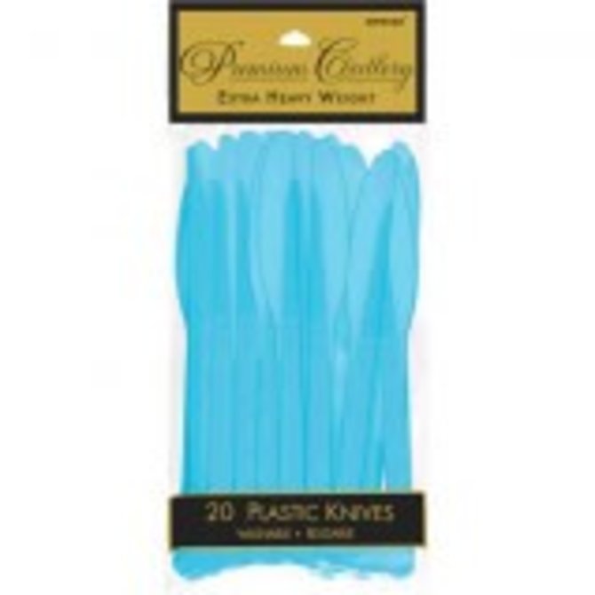 Caribbean Blue Premium Heavy Weight Plastic Knives 20ct