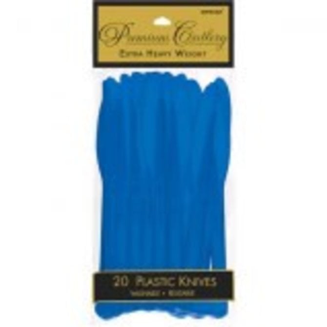 Bright Royal Blue Premium Heavy Weight Plastic Knives 20ct