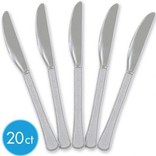 Silver Premium Heavy Weight Plastic Knives 20ct