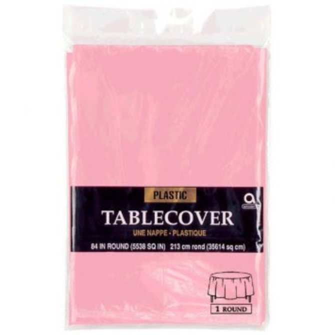 Table Cover Plastic Round 84" New Pink