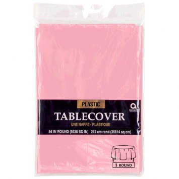 Table Cover Plastic Round 84" New Pink