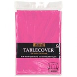 Bright Pink Round Plastic Table Cover, 84"