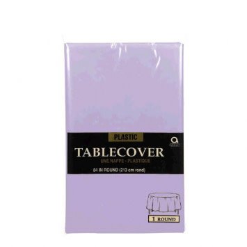 Lavender Round Plastic Table Cover, 84"