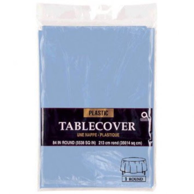 Table Cover Plastic Round 84" Pastel Blue