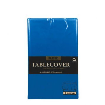 Bright Royal Blue Round Plastic Table Cover, 84"