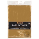 Gold Round Plastic Table Cover, 84"