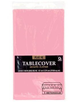 New Pink Rectangular Plastic Table Cover, 54" x 108"
